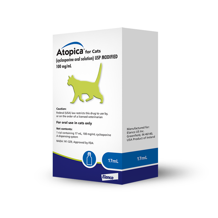 Box packaging of Atopica® for Cats