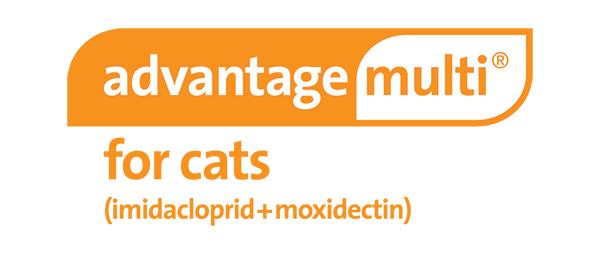 Advantage Multi for Cats (imidacloprid + moxidectin) logo in orange.