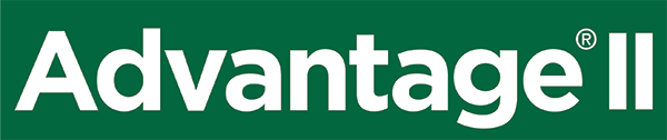 Elanco Advantage II logo in white text on a green rectangular background.