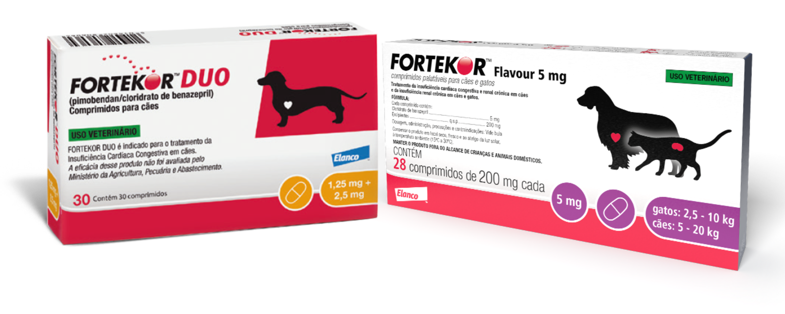 Embalagens de Fortekor Duo e Fortekor Flavour