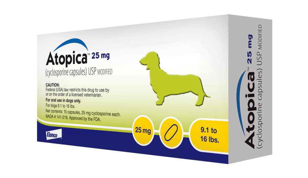 Box packaging of Atopica® for dogs