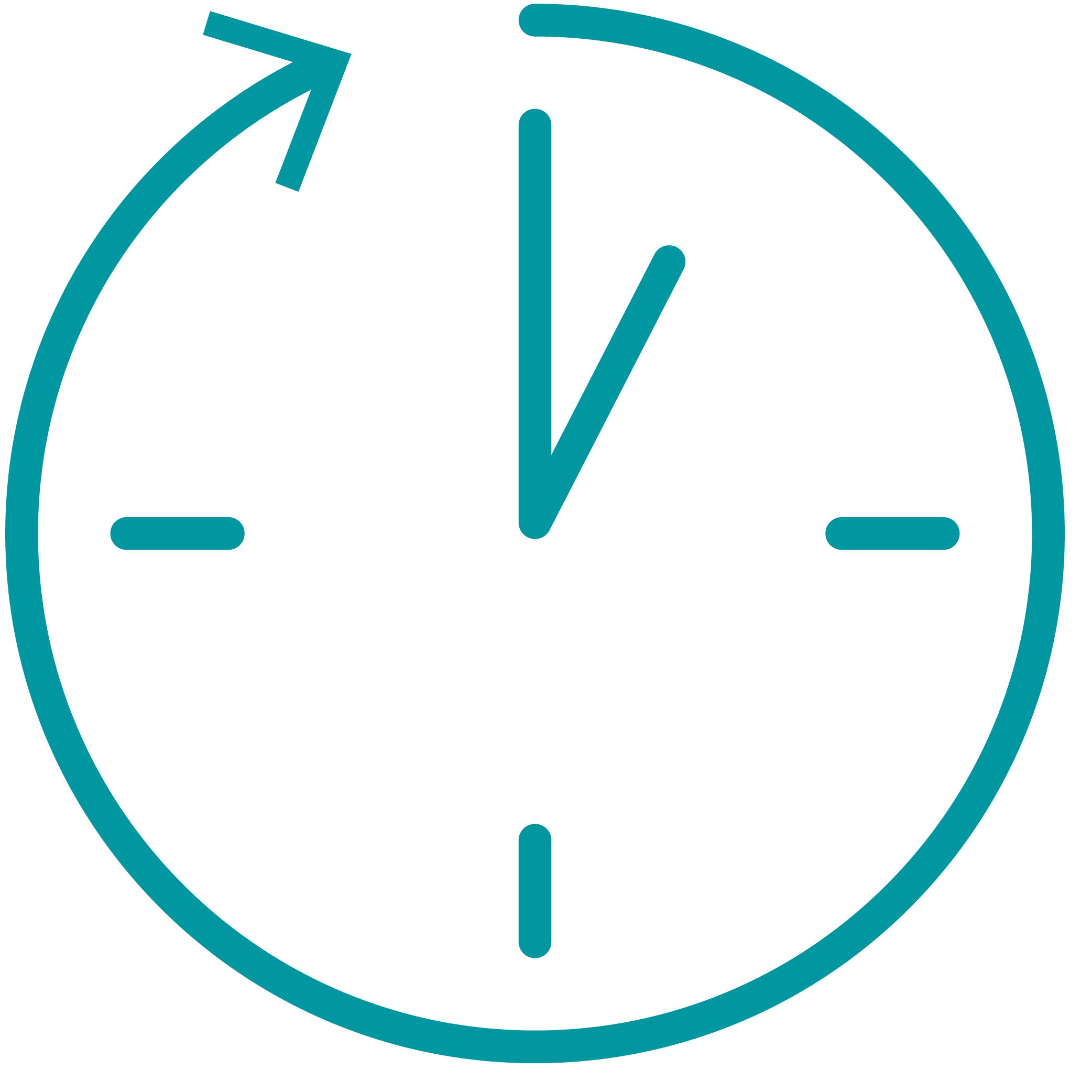 Clock face icon with circle arrow forming the frame of the clock face