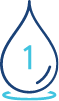 Blue droplet icon with a number 1 inside it to demonstrate product is single dose.