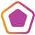 Dois losangos com degrade laranja e roxo e o outro dentro dele na cor roxa.