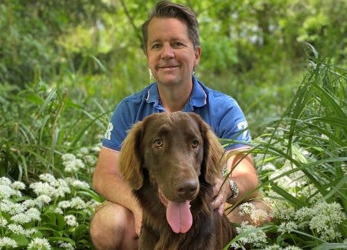 Matt Frost Elanco General Manager for UK & IE with his dog