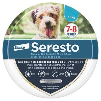 Pack shot for Seresto Flea and Tick Control collar for small dogs