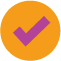 Check roxo dentro de um circulo laranja.