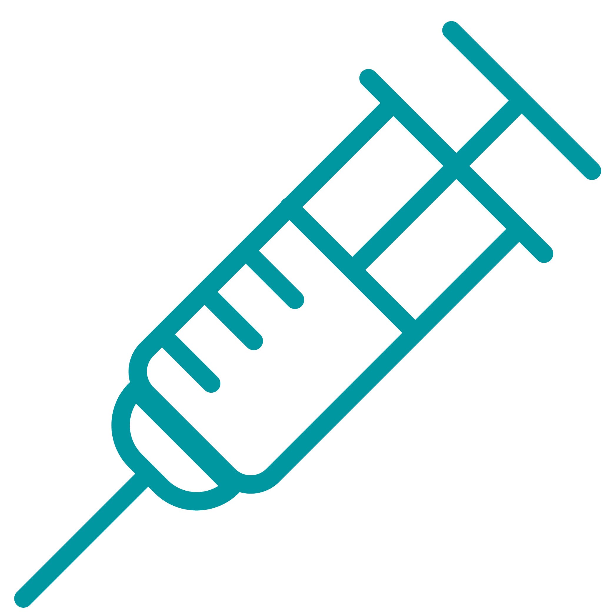 Icon of syringe needle at 45-degree pointed to lower left