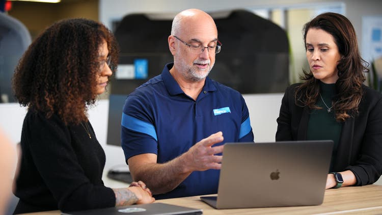 People working at a computer