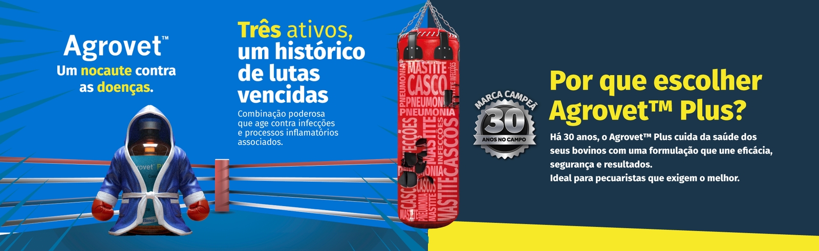 Há 30 anos, o Agrovet™ Plus cuida da saúde dos
seus bovinos com uma formulação que une eficácia,
segurança e resultados.
Ideal para pecuaristas que exigem o melhor.