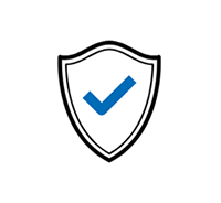 An icon of a grey shield containing a blue checkmark in the center.
