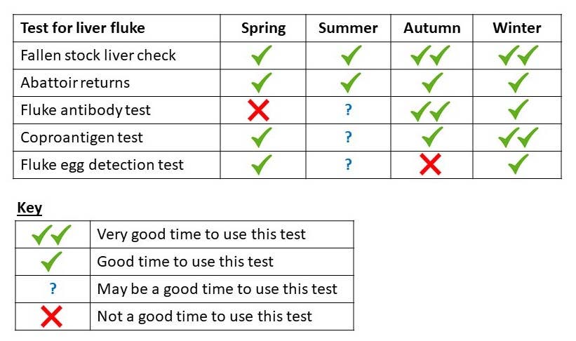 Liver fluke tests chart and key