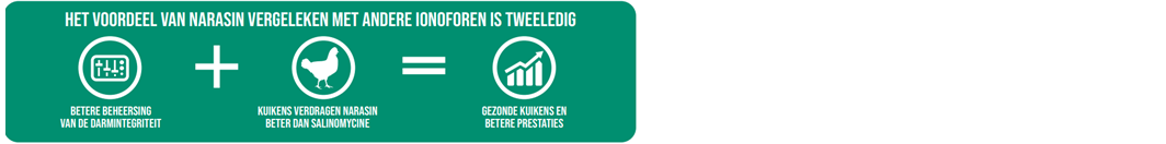 Betere beheersing + betere verdraging bij kuikens narasin = Betere prestaties