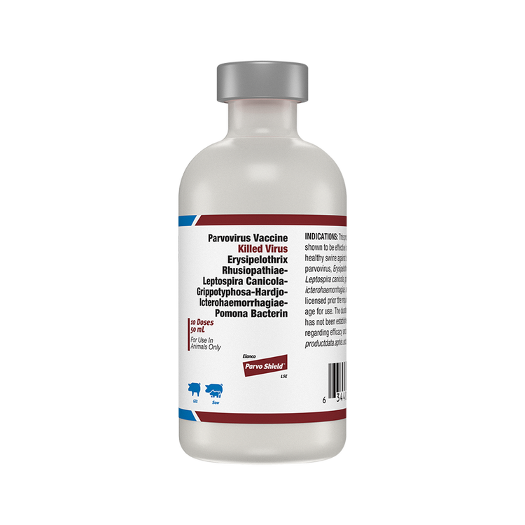 Elanco Parvo Shield L5E swine vaccine vial, 50 mL