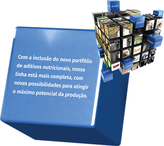 Imagem de um cubo com as novas soluções Elanco de aditivos nutricionais