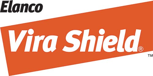 'Vira Shield' logo in white italicized text inside a slanted, orange rectangular block.