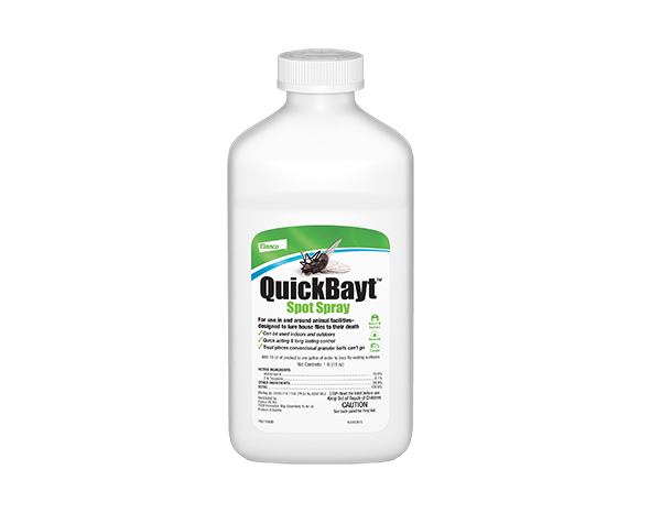 A white plastic bottle of QuickBayt Spot Spray.