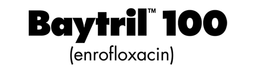 Baytril 100 (enrofloxacin) logo in black text.
