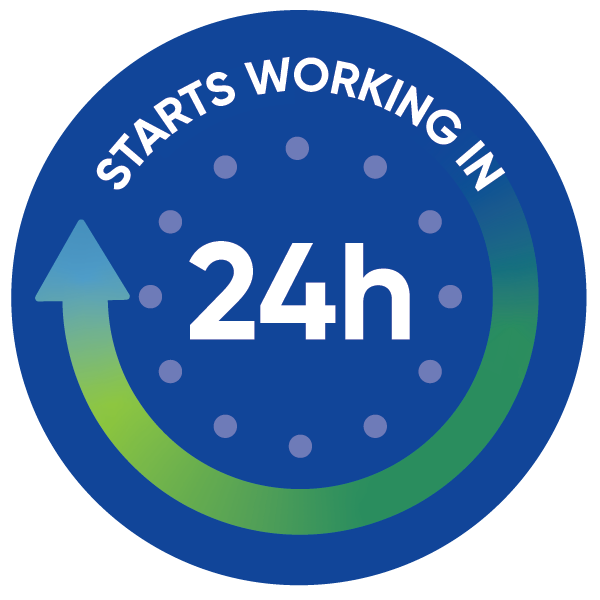 Befrena starts working in 24 hours.