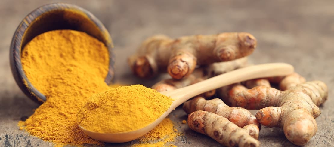 Turmeric root and powder.