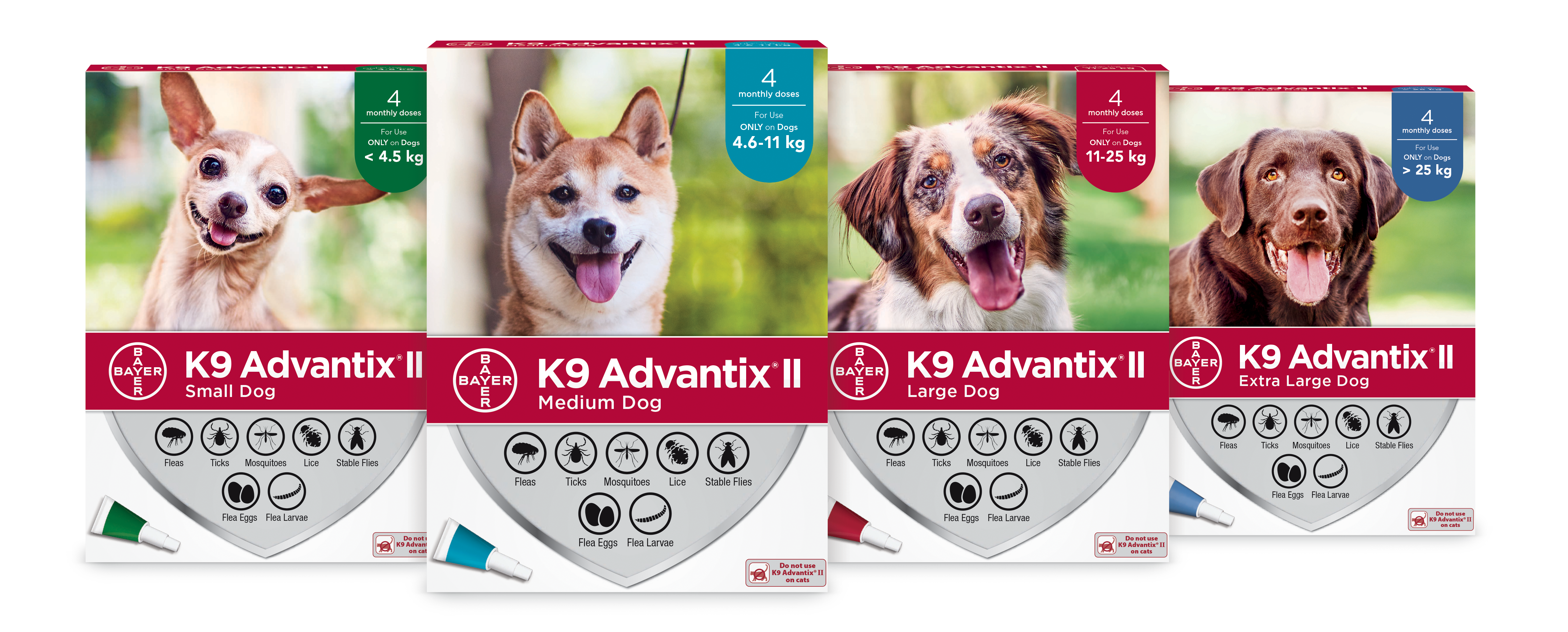 K9 Advantix®II treats fleas, ticks, lice, mosquitoes and stable flies