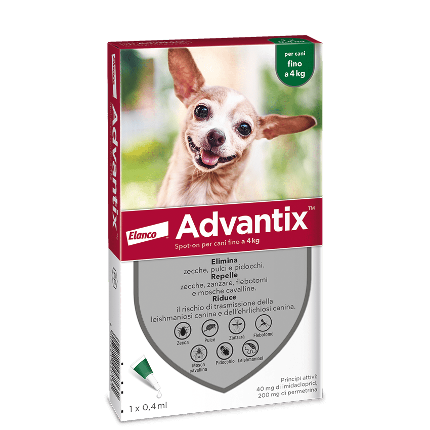 Advantix Spot-on per cani fino a 4 Kg - confezione da 4 pipette