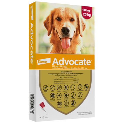 Advocate® para perros grandes de 10 kg hasta 25 kg de peso