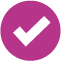 Check branco dentro de um circulo roxo.