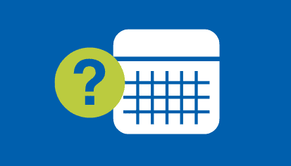 Calendar icon with question mark. 