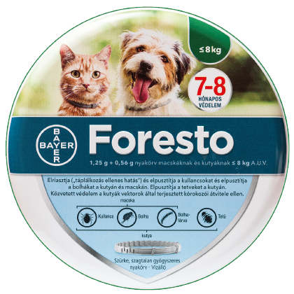 Foresto 1,25 +0,56 g nyakörv macskáknak és kutyáknak < 8 kg 