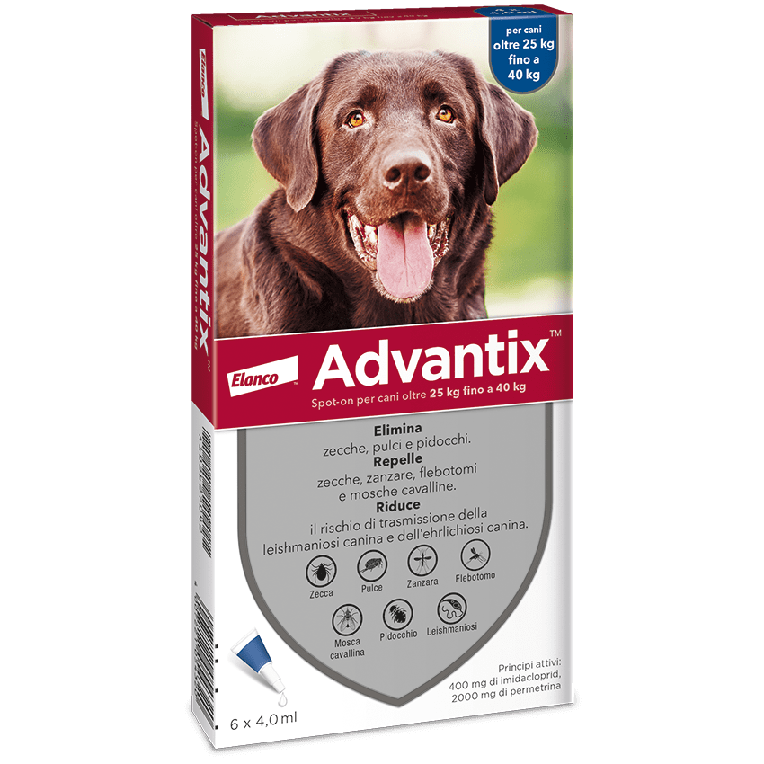 Advantix Spot-on per cani oltre 25 Kg fino a 40 Kg - confezione da 4 pipette