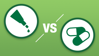 image of topical treatment icon in comparison to oral treatment icon